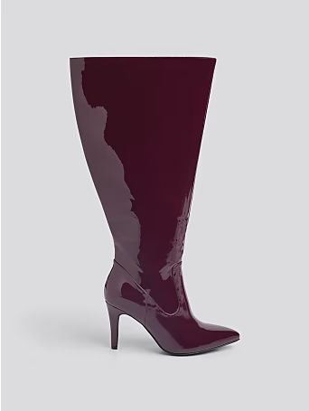 Lisi Wide Calf Knee High Patent Leather Boots - Fashion To Figure | Fashion To Figure