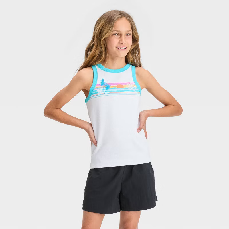 Girls' Rib-Knit Graphic Tank Top - art class™ | Target