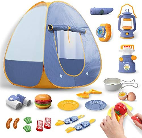 DEERC Kids Camping Tent Set Toys 23pcs Includes Pop Up Play Tent, Camping Gear Tools Adventure Se... | Amazon (US)