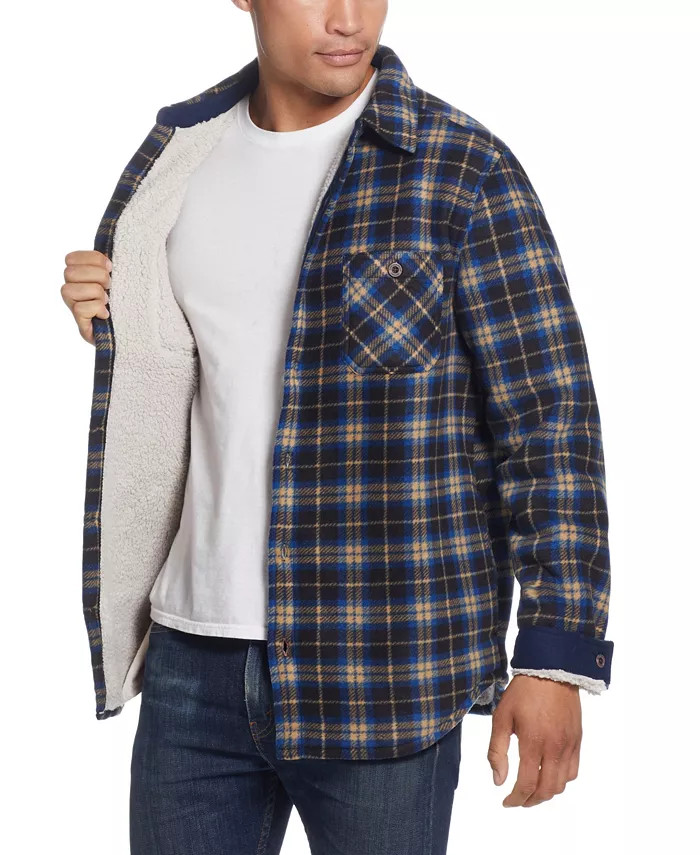 Weatherproof Vintage Men's Sherpa Lined Polar Fleece Shirt Jacket & Reviews - Coats & Jackets - M... | Macys (US)