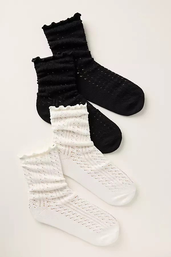 By Anthropologie Pointelle Trouser Socks, Set of 2 | Anthropologie (US)