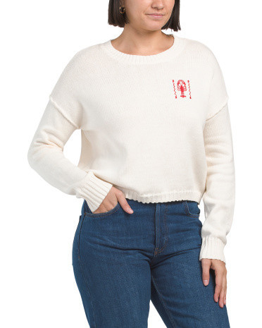 2Pc Embroidered Lobster Sweater With Canvas Tote | TJ Maxx