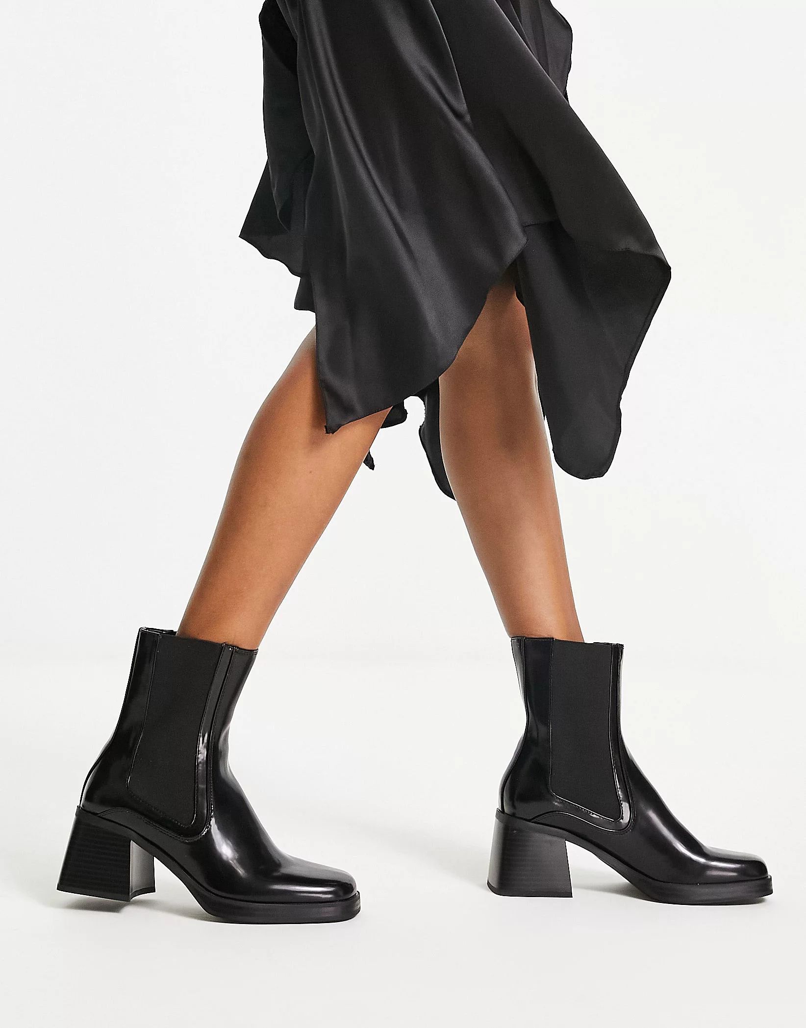 Bershka mid heel chelsea boots in black  | ASOS | ASOS (Global)