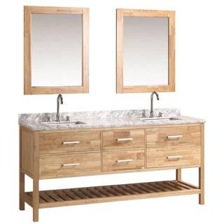 Design Element London 72 in. W x 22 in. D Double Vanity in Oak with Marble Vanity Top and Mirror ... | The Home Depot