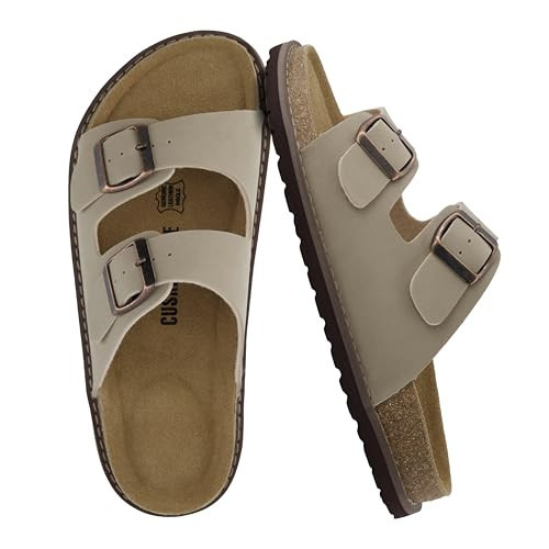 CUSHIONAIRE Plano Slide Sandals for Women with Cork Footbed and Memory Foam, Stone 11W | Amazon (US)