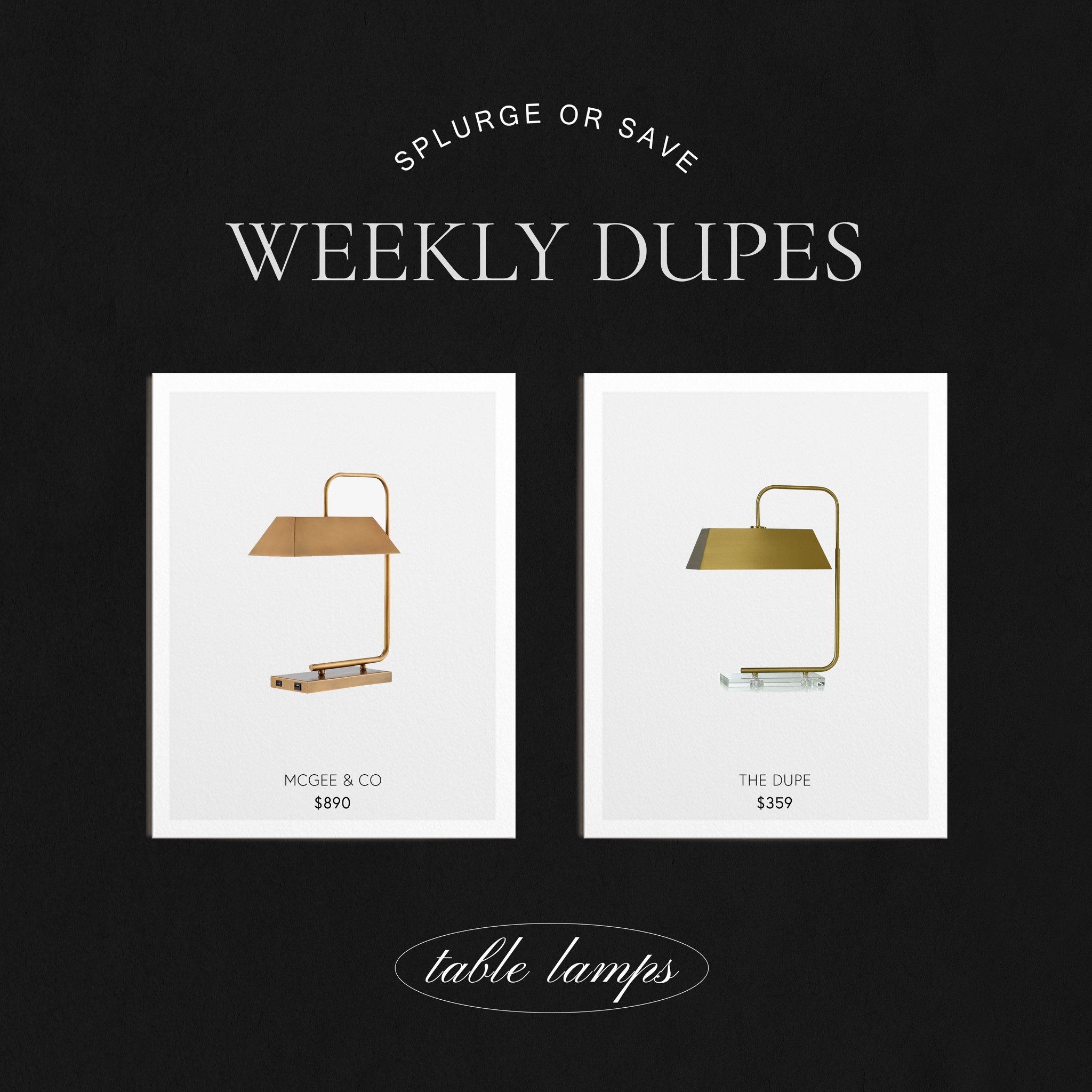 McGee and Co Brass task lamp dupe