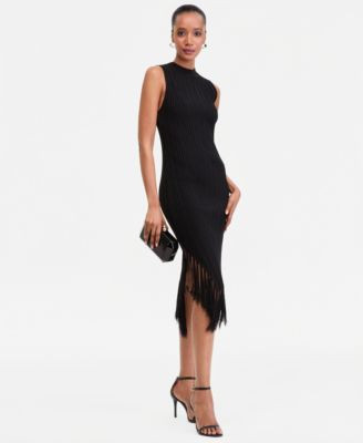 I.N.C. International Concepts Women's Sleeveless Fringe-Trim Sweater Dress, Macy's Exclusive - Ma... | Macy's