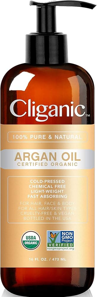 Cliganic Organic Argan Oil 16oz with Pump, 100% Pure | Bulk for Hair, Face & Skin | Amazon (US)