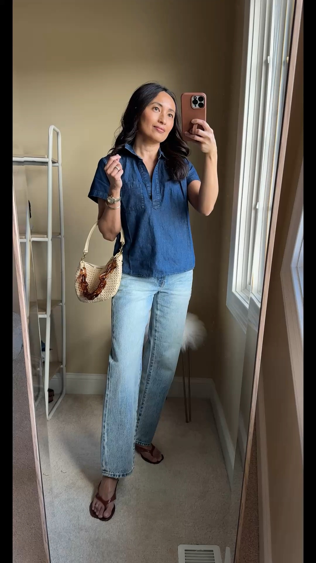 Spring outfits. Straight leg jeans may always be my favorite, but new denim trends are fun too. If you aren’t a big fan of barrel jeans, there are options that are easier to transition to abd feel more current. Bowed straight leg jeans like these from @Pistola Denim are a great option. Here they are styled 3 ways for Spring. I love a good 100% cotton denim jean and this style gives a classic straight leg an updated feel with the slight bow. 
Sizing seems to run big; consider sizing down. Exact light wash with vintage vibe: Bowie. #ad

- Pink top is an elevated t-shirt style with very nice 100% cotton material. I sized up. 
- Dark denim chambray popover top is a good one to pair with light bottoms. True to size. 
- Spring cardigan sweater feels soft. I sized up for room to layer  


#LTKOver40 #LTKootd