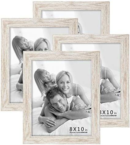 BOICHEN Picture Frames 8x10 (4-Pack) - Rustic White Washed Farmhouse Wooden Frame - Photo Frame w... | Amazon (US)