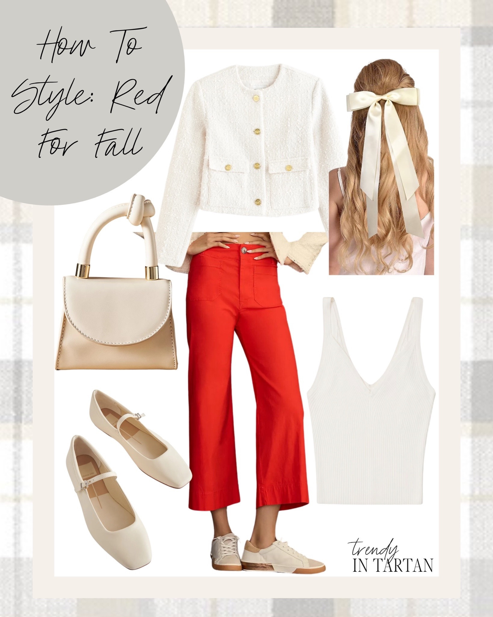 How to style red for fall! Fall outfit, fall fashion

Tweed jacket on sale for 20% off!

Trousers, hair bow, tweed jacket, cropped jacket, sweater tank top, ballet flats, white purse, Mary janes

#LTKSeasonal #LTKmidsize #LTKSale