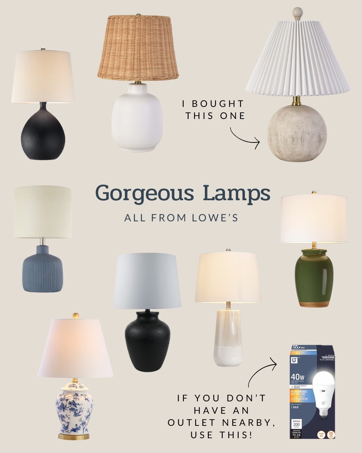 A table lamp can add so much ambiance to a space. And if you don’t have an outlet nearby, use the rechargeable light bulbs! Love all of these finds from @lowes #ad #lowespartner 

#LTKfindsunder100 #LTKSeasonal #LTKhome