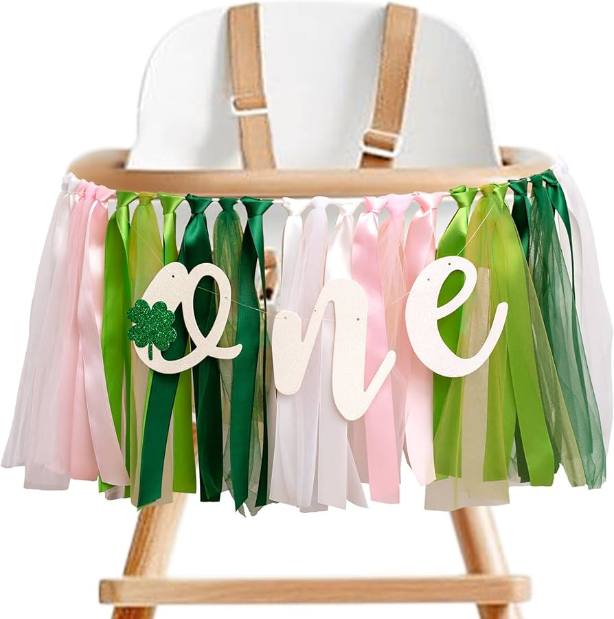 St Partricks Day High Chair Banner - Lucky One Birthday Party Decoration,Four Leaf Clover Highcha... | Amazon (US)