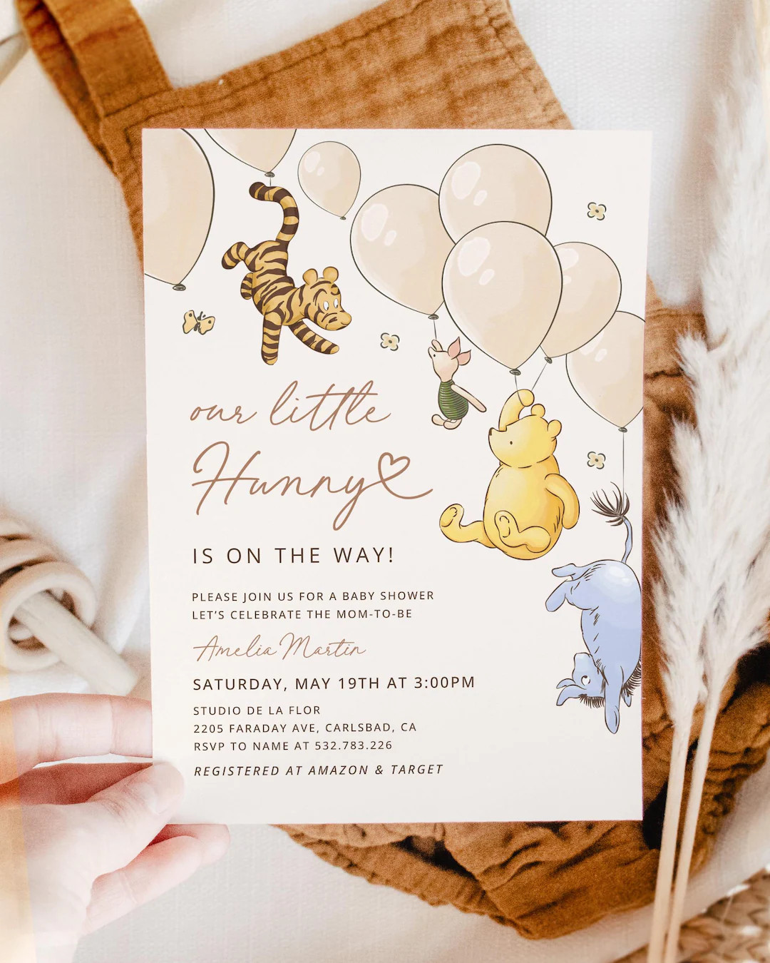 Classic Winnie The Pooh Baby Shower Invitation, Balloon Shower Template Set, Editable Gender Neut... | Etsy (Global)