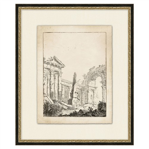 Claude Country Grey Pillars Architecture Black Frame Illustration 3 - 25x21 | Kathy Kuo Home