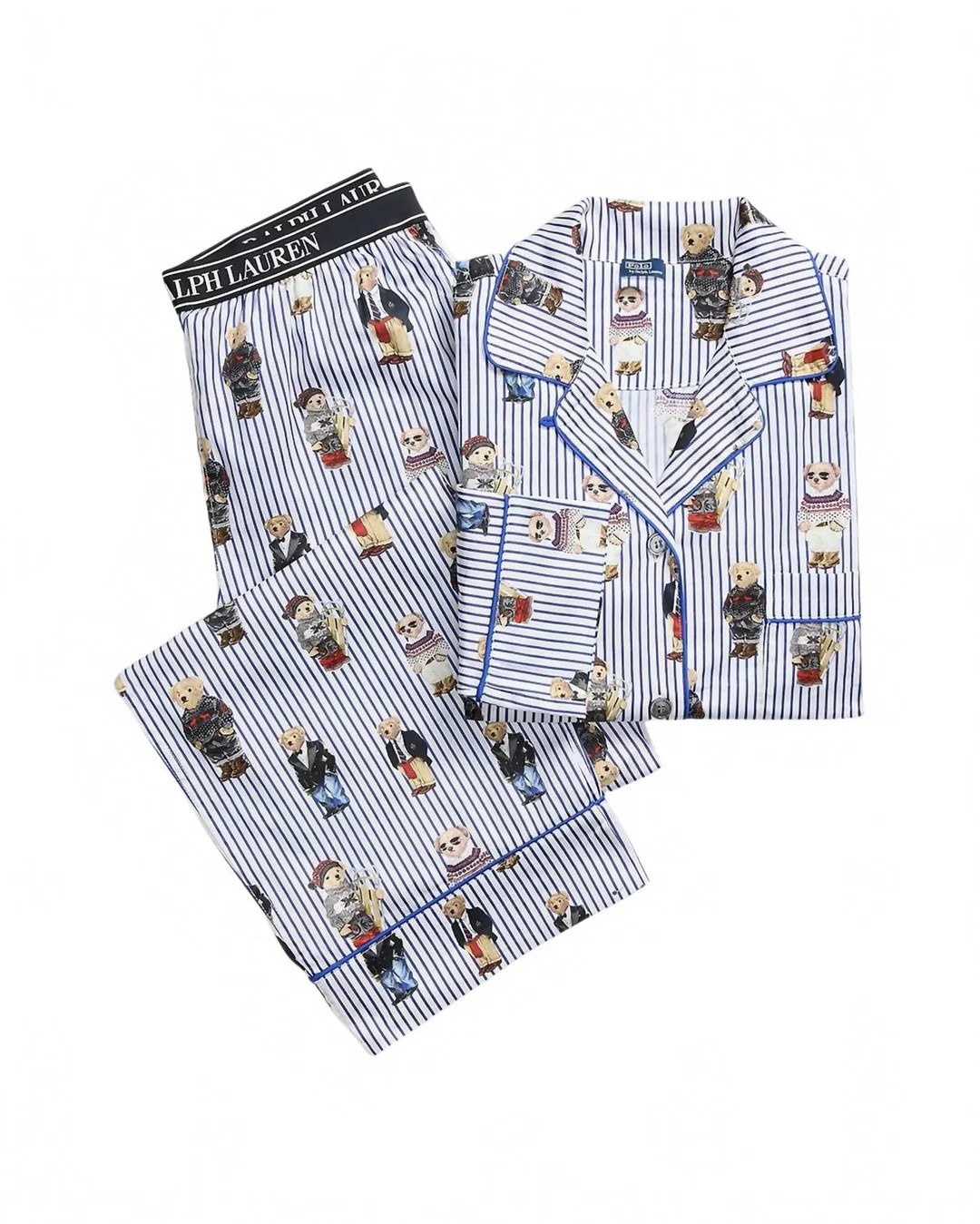 Bear Cotton Long-Sleeve Pajama Set In Snowfall Blue | Shop Simon