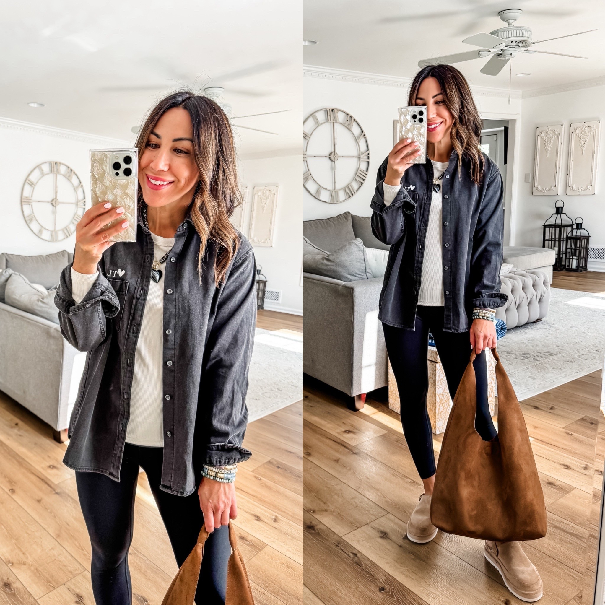 Code AFLTK. Small black denim shirt. Small tee. Small short leggings. Clogs TTS.

#LTKFindsUnder100 #LTKFallSale #LTKFindsUnder50