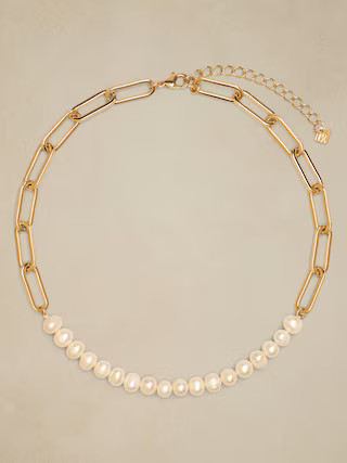 Pearl Chain Link Necklace | Banana Republic Factory