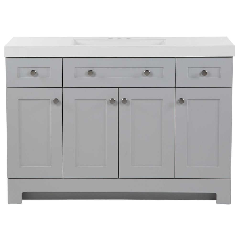 Glacier Bay Everdean 48.5 in. W x 18.75 in. D Vanity in Pearl Gray with Cultured Marble Vanity To... | The Home Depot