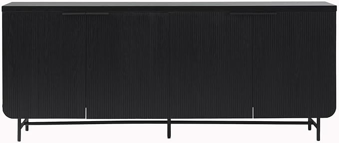 Walker Edison Scandinavian Grooved 4-Door Sideboard, 69 Inch, Black | Amazon (US)