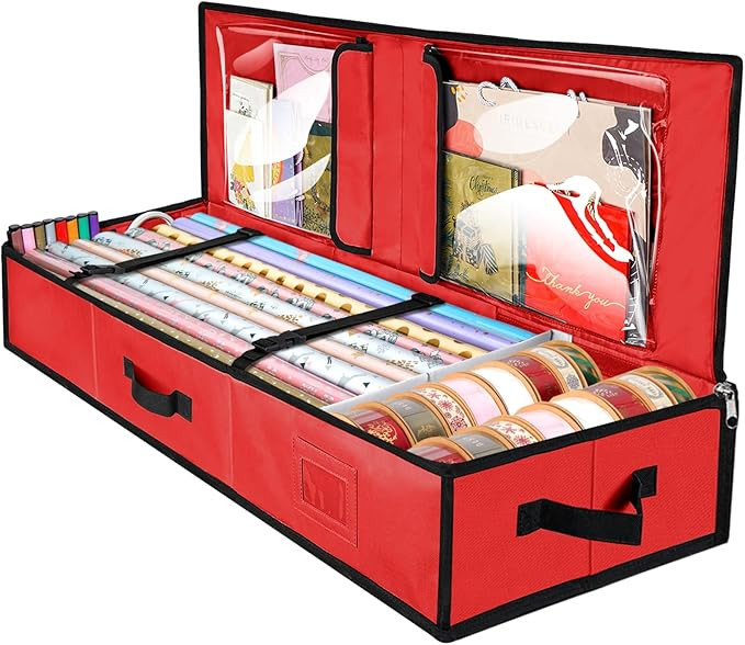 BALEINE Wrapping Paper Storage Organizer, 40" Durable 600D Oxford Fabric Gift Wrap Storage Bag wi... | Amazon (US)