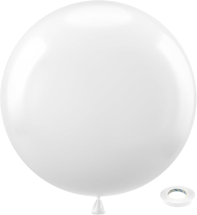 Bezente White Giant Balloons 36 Inch - 8 Pack Jumbo White Balloons Large Round White Latex Balloo... | Amazon (US)