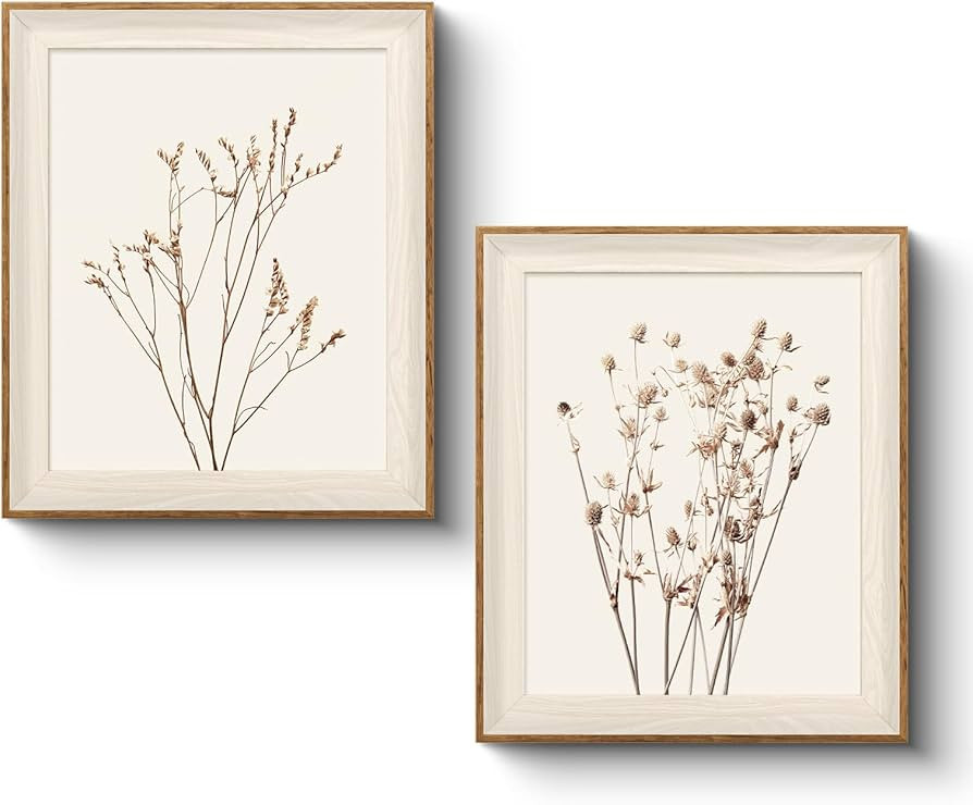 VIYYIEA Framed Wall Art Set Dried Botanical Canvas Prints Wall Decor Bathroom Art Aesthetic Moder... | Amazon (CA)