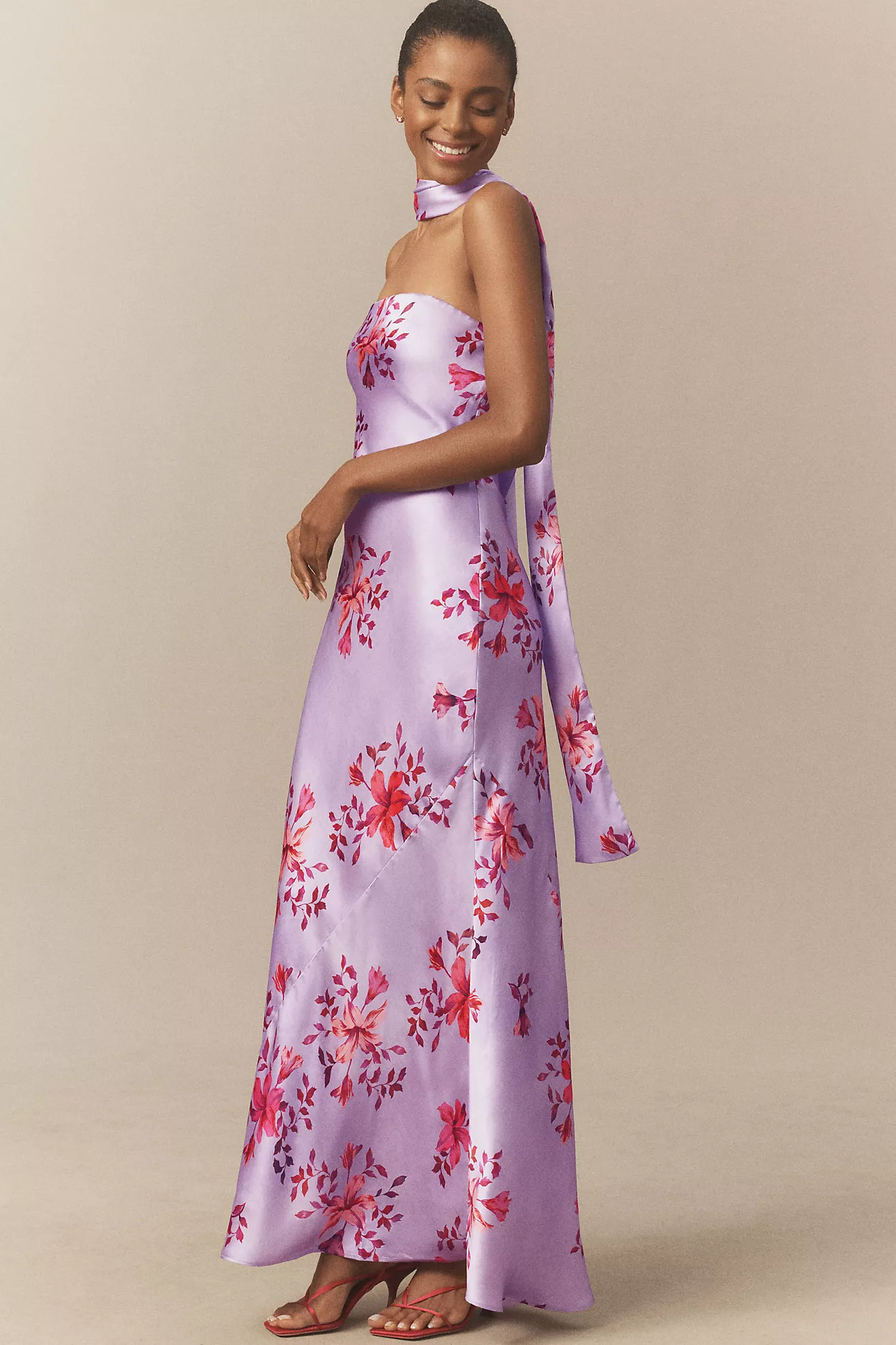 BHLDN Nesta Strapless Scarf Satin Slip Dress | Anthropologie (US)