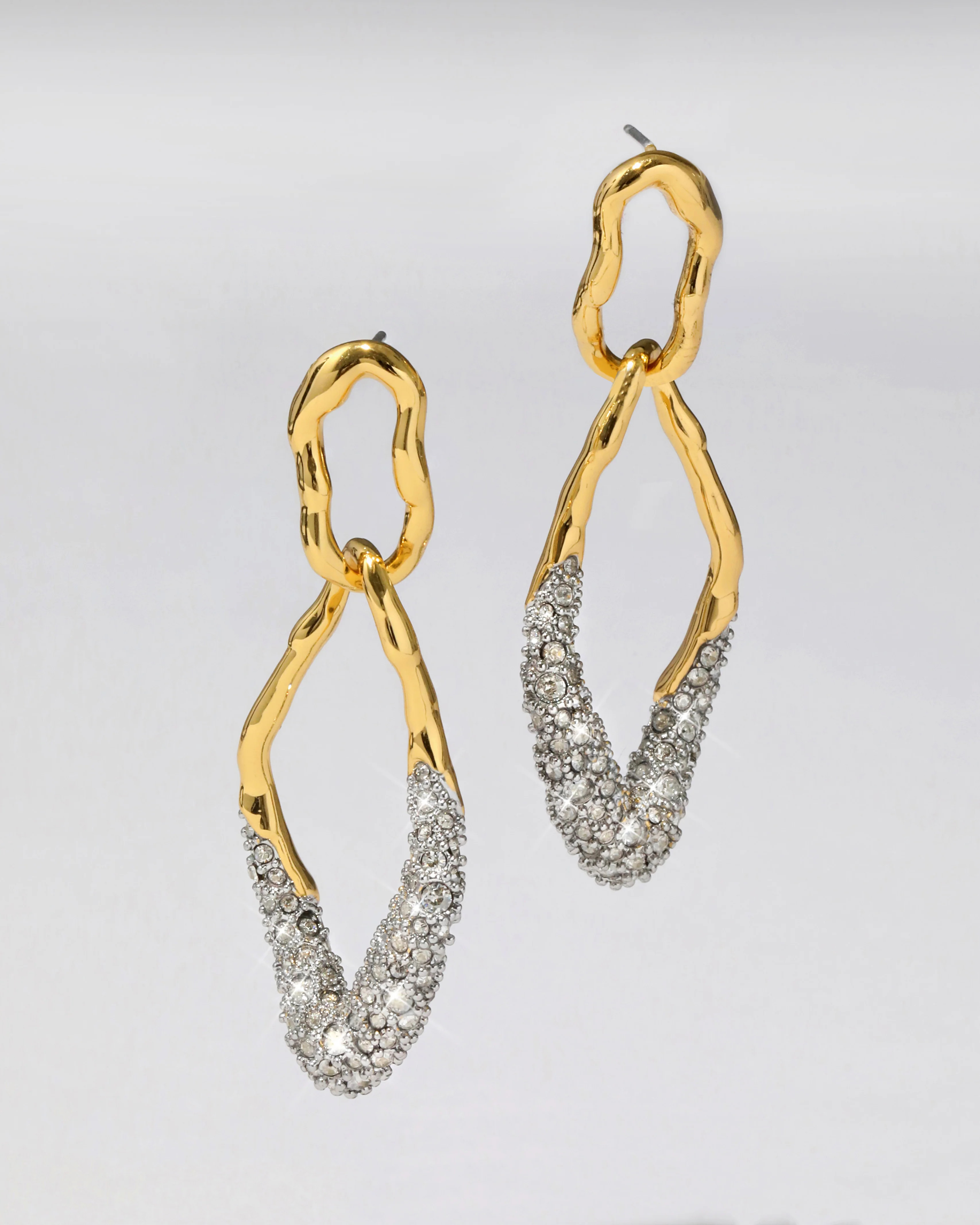 Alexis Bittar Solanales Double Link Post Earrings in Gold/Silver | Statement Jewelry from Alexis Bittar | Alexis Bittar