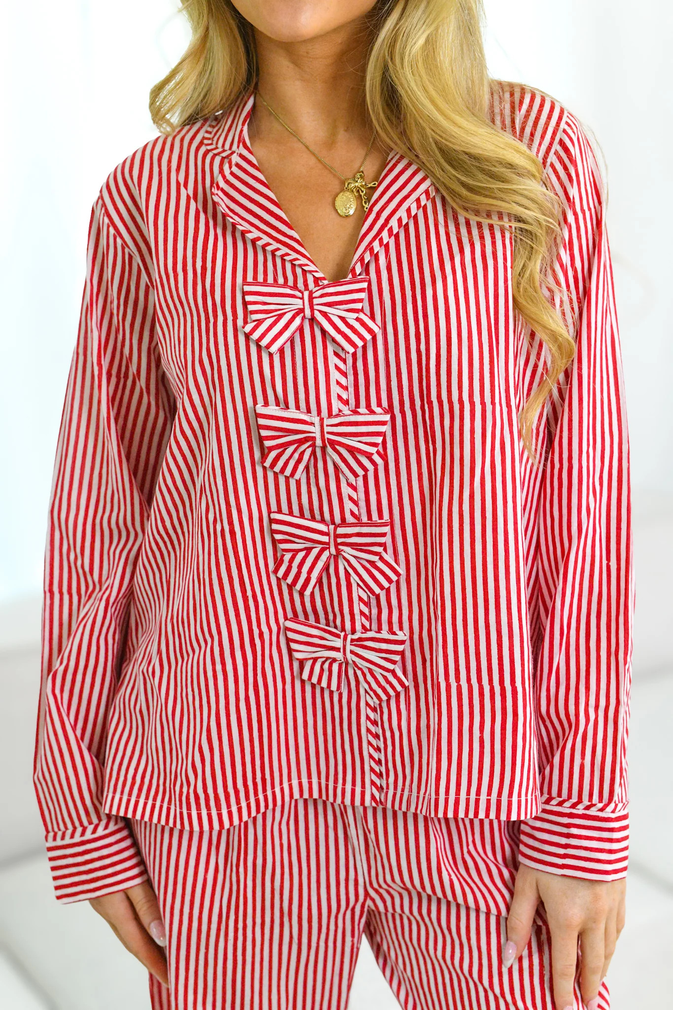 Ruthie Pajama Set - Red Striped Medium | Fancyd Boutiqe