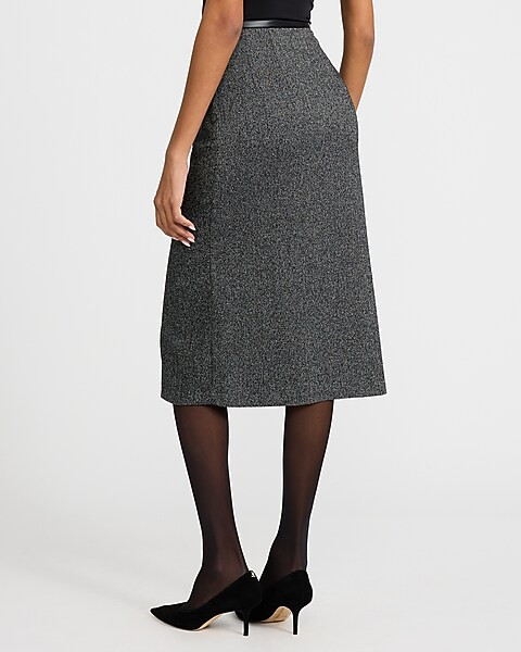 Herringbone High Waisted Midi Skirt | Express