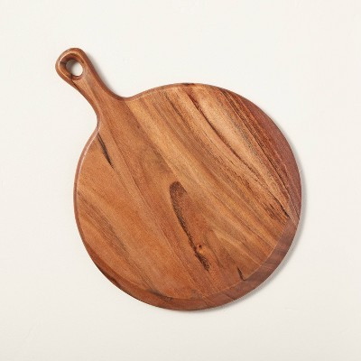 10" Round Wooden Paddle Serving Board Brown - Hearth & Hand™ with Magnolia: Acacia Cheese Platter, Kitchen Tray | Target