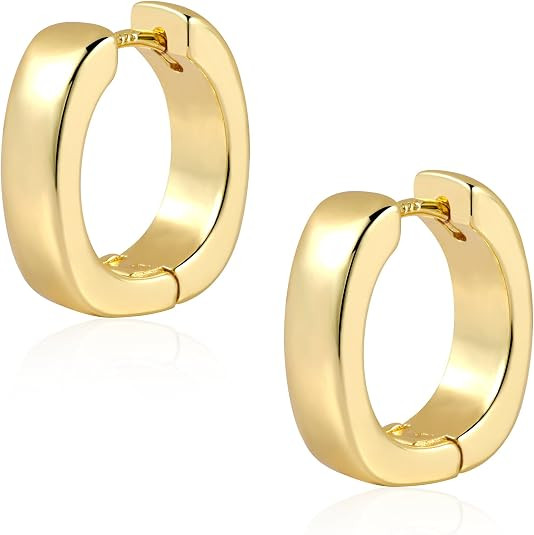 Silver Earrings Small Chunky Hoop Earrings for Women Gold Hoops Earring | 14K Gold Hypoallergenic... | Amazon (US)