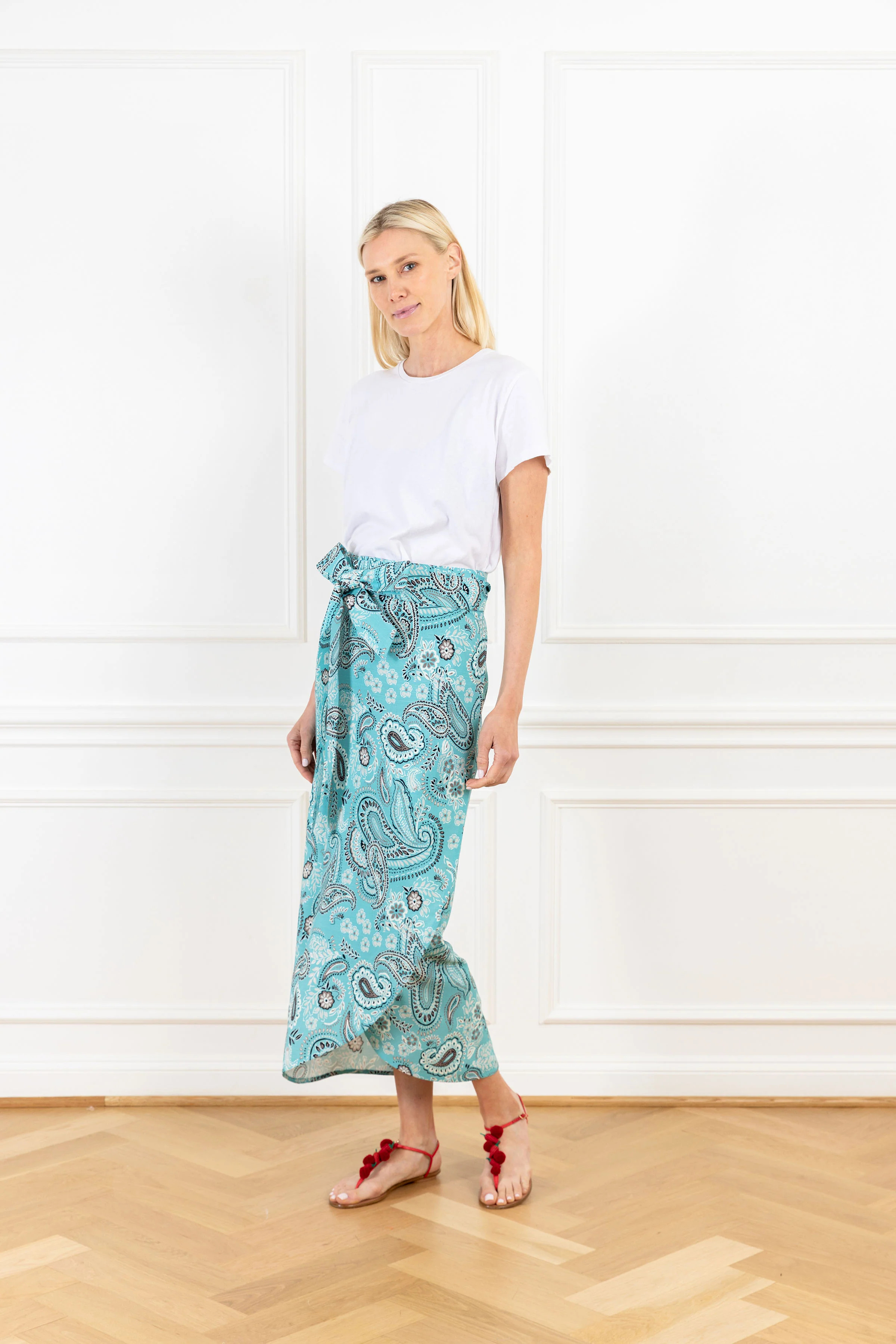 Turquoise Paisley Maxi Wrap Skirt | La Vie Style House