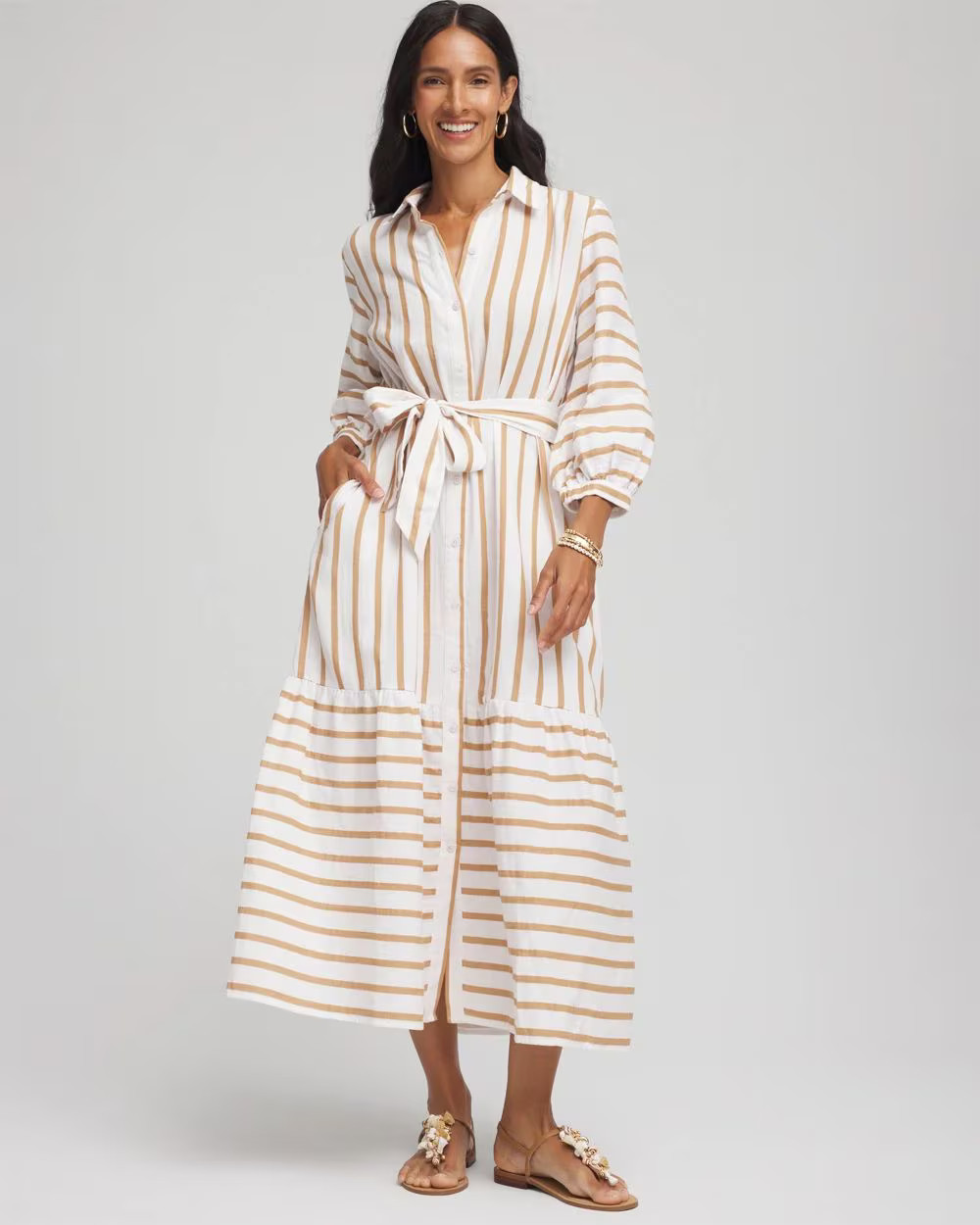 Striped Cotton-Gauze Shirtdress | Chico's