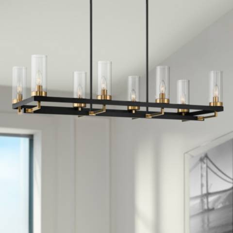 Gregory 39 1/4"W Black and Gold 8-Light Island Chandelier | Lamps Plus