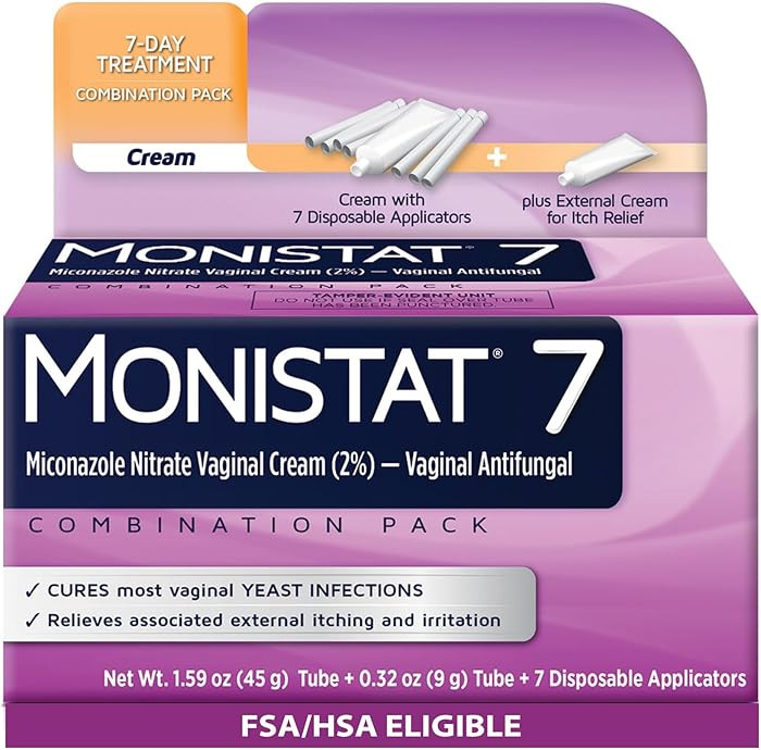 Monistat 7-Day Yeast Infection Treatment for Women, Miconazole Cream (45g Tube) with 7 Disposable... | Amazon (US)