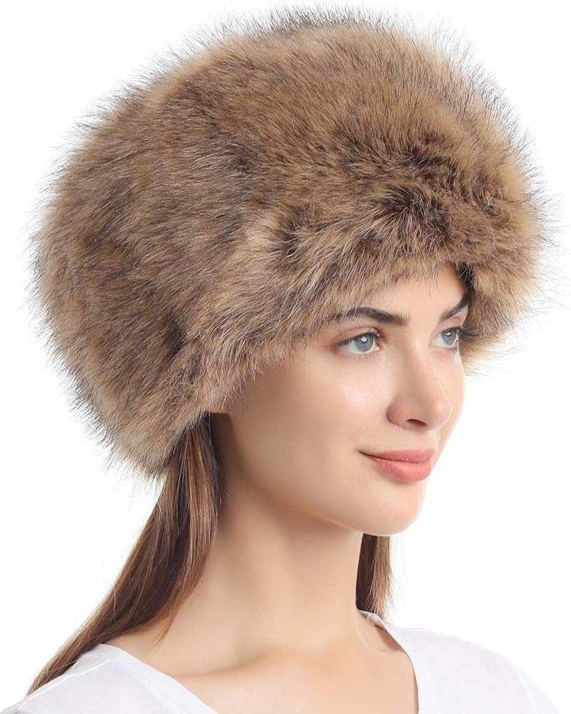 sy soul young Women's Winter Faux Fur Cossak Russian Style Hat Warm Cap | Amazon (US)
