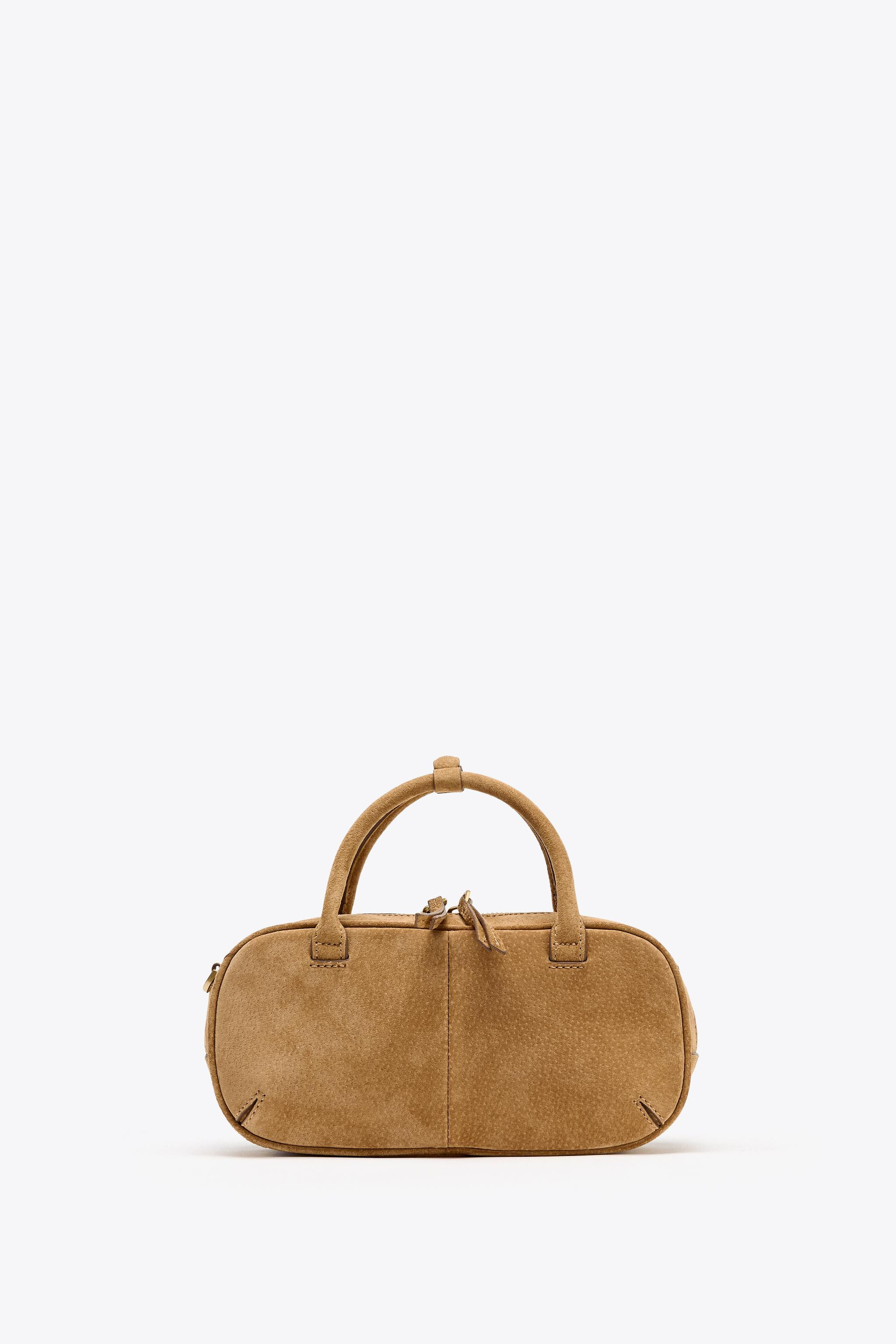 MINI SPLIT LEATHER BOWLING BAG | Zara US