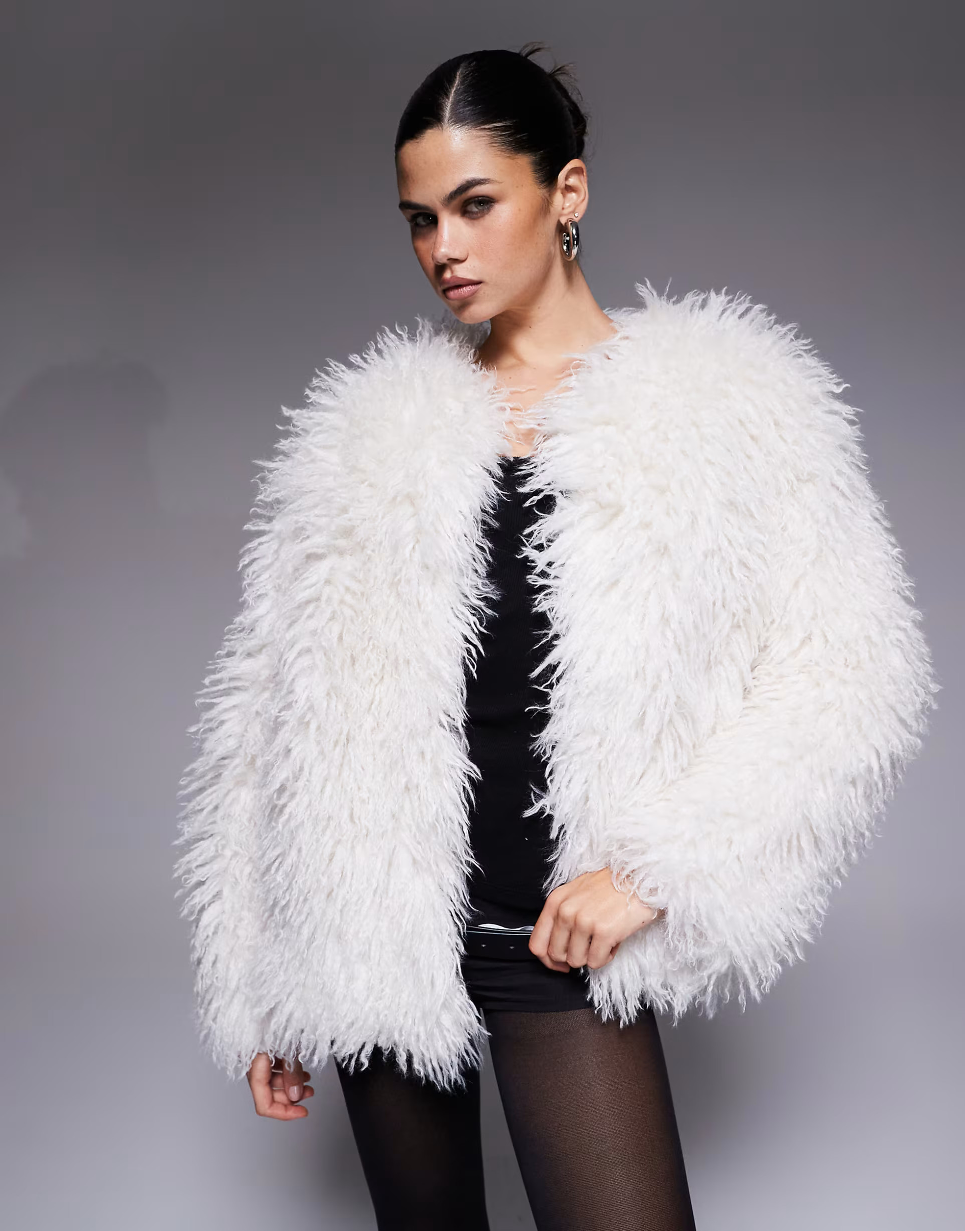 The Frolic exclusive oversized mongolian faux fur jacket in cream | ASOS | ASOS (Global)