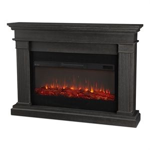Bowery Hill Traditional Solid Wood Electric Fireplace in Gray | Cymax