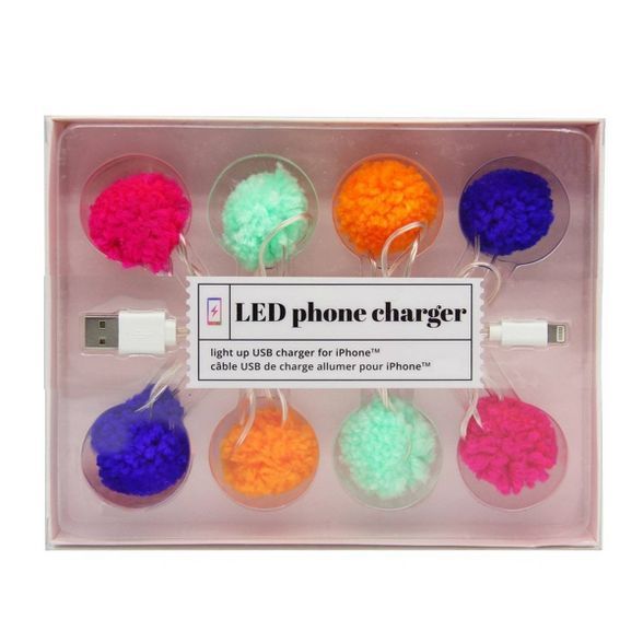 46&#34; LED Pom Pom Phone Charger USB Cable | Target