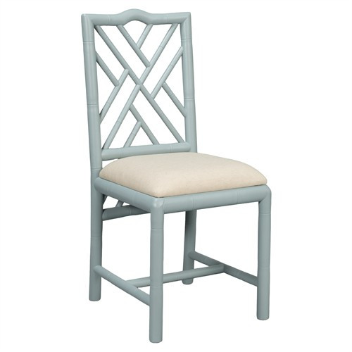 Grace Updated Traditional Beige Linen Blue Oak Dining Chair | Kathy Kuo Home