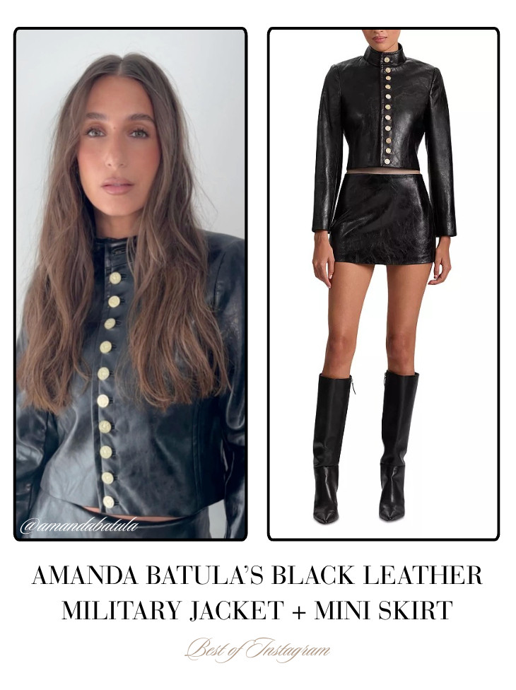 Amanda Batula's Black Leather Military Jacket and Mini Skirt 📸= @amandabatula 

 