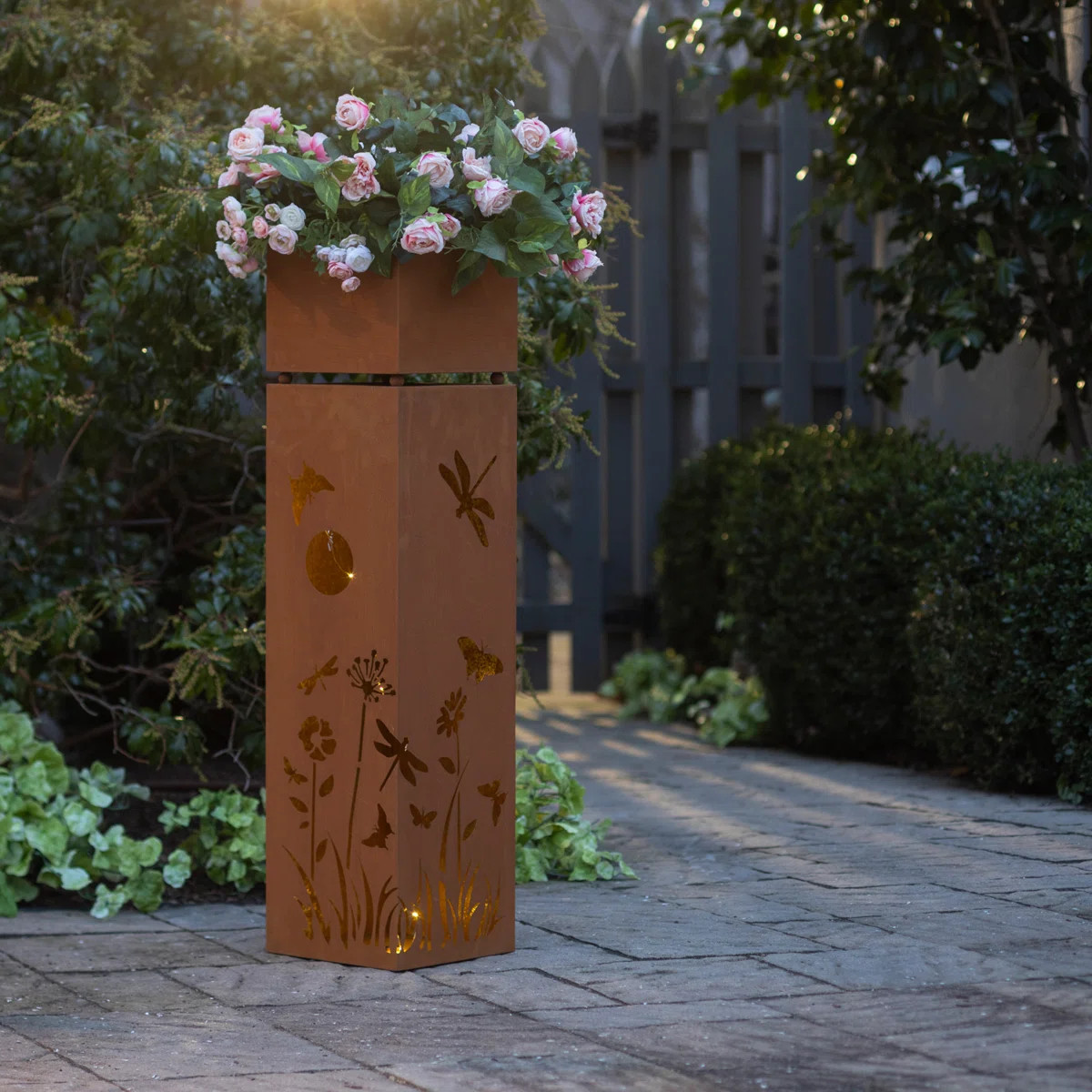 Brenin Metal Planter With LED Lights, Dragonfly | Wayfair North America