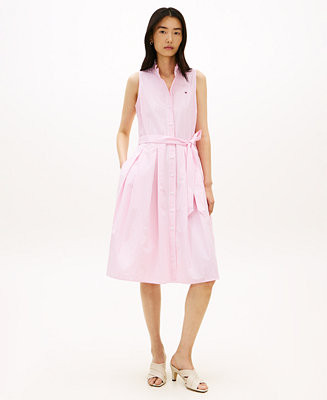 Women's Poplin Frill Collared Shirt Dress | Macy's