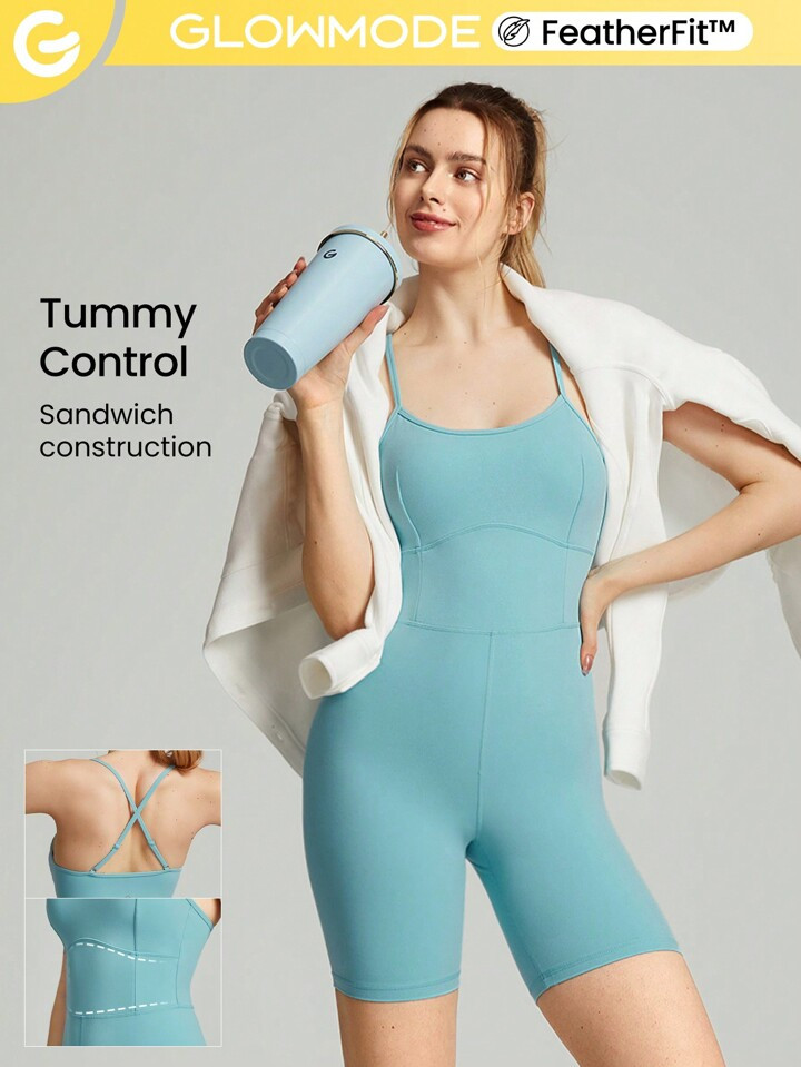 GLOWMODE 8" FeatherFit™ Sports Romper | SHEIN