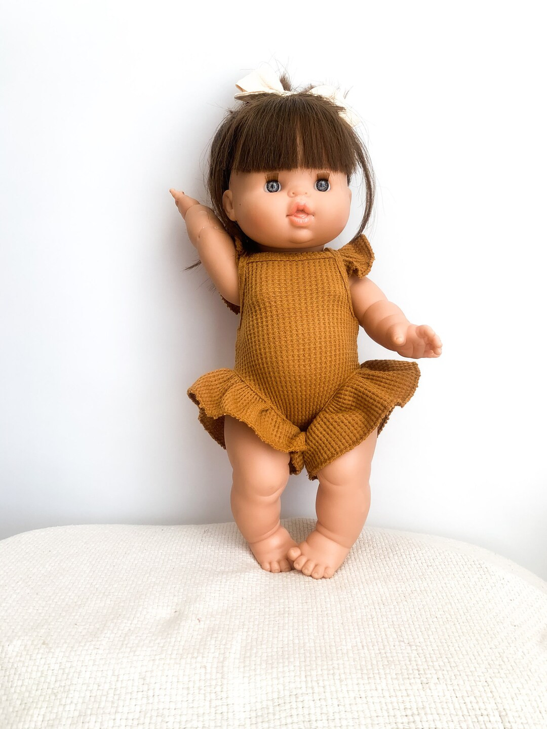 Minikane Doll Clothes Caramel Waffle Doll Romper Ribbed Frill - Etsy | Etsy (US)