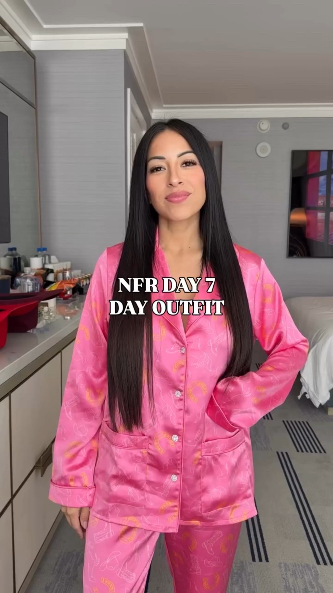 Day 7 of the NFR and we’re rolling in a monochromatic moment with just the right pop of fringe. I’ve been obsessed with this rich burgundy lately, so of course I had to bring it to the rodeo.

#LVWFW #westernlifeandstyle #nfr2025 #nfr
#nfrfashion #nfrstyle #westernfashion #westernstyle #cowgirlchic #cowgirlstyle #rodeostyle #vegas #westernoutfits