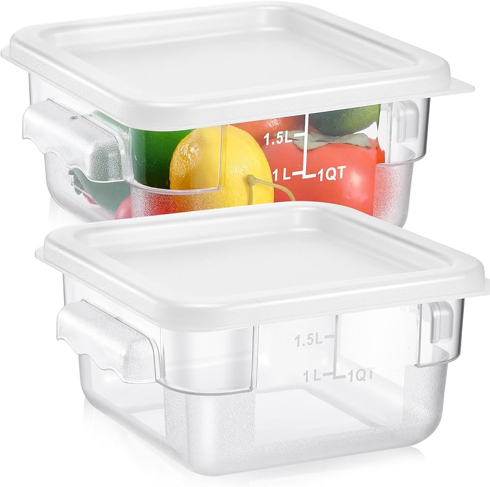 2 Pieces Square Food Storage Containers Polycarbonate Clear food Container with Lid Commercial St... | Amazon (US)